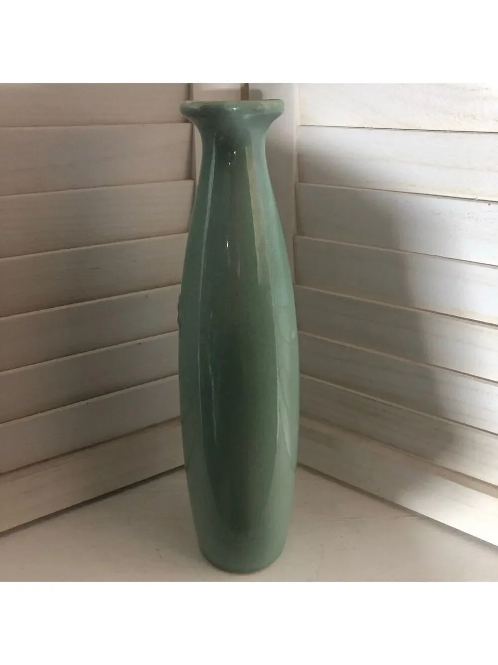 Art Pottery Vase Ceramic Relax Imprint Seafoam Green
